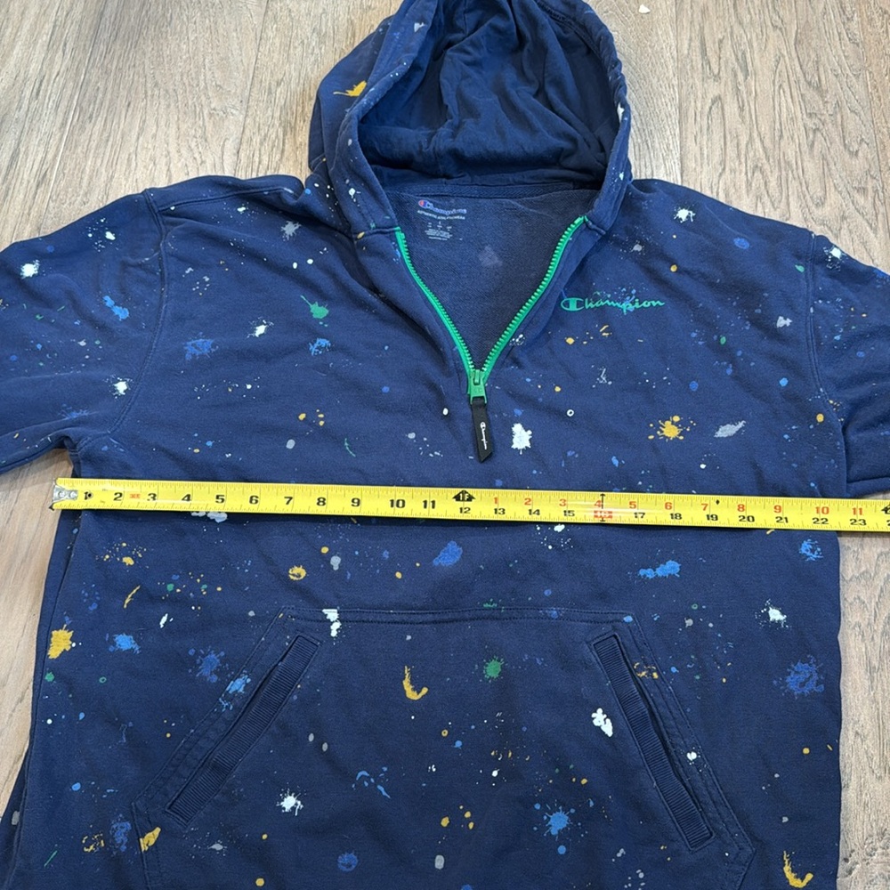 EUC CHAMPION Men's Slim-Fit Global Explorer Quarter-Zip Paint Splatter Hoodie L - Picture 5 of 9